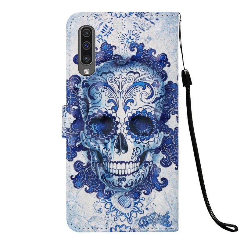 Etui Folio Samsung Galaxy A50 Niebieska Czaszka Etui Ochronne