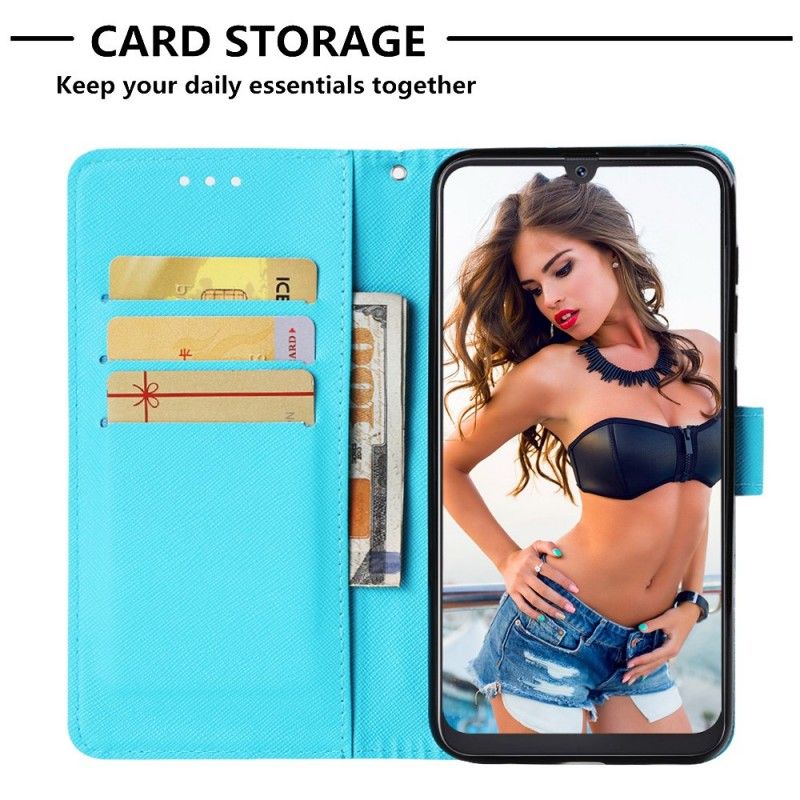 Etui Folio Samsung Galaxy A50 Niebieska Czaszka Etui Ochronne