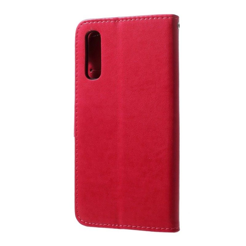 Etui Folio Samsung Galaxy A50 Szary Czarny Motyle I Kwiaty Stringów Etui Ochronne