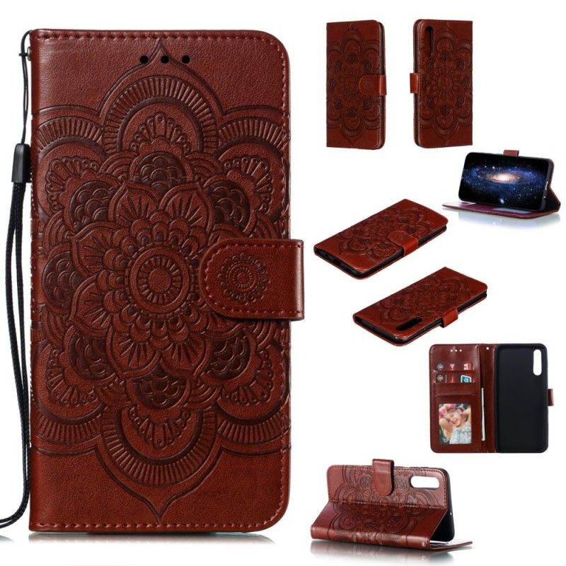 Etui Folio Samsung Galaxy A50 Szary Czarny Pełna Mandala Etui Ochronne