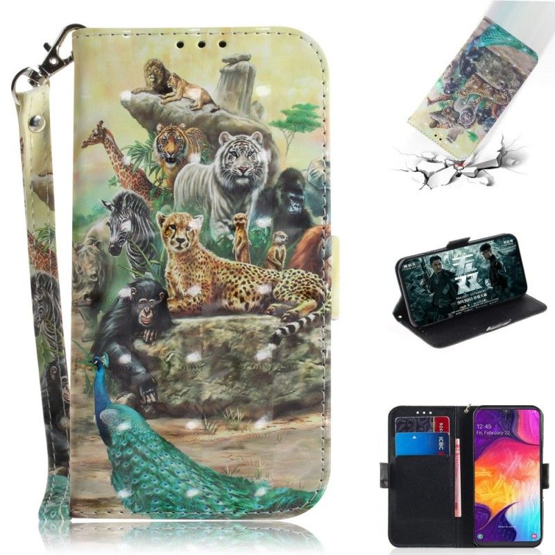 Etui Folio Samsung Galaxy A50 Zwierzęta Safari W Stringach