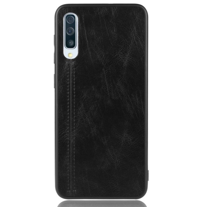 Etui Samsung Galaxy A50 Czerwony Czarny Efekt Szytej Skóry Etui Ochronne