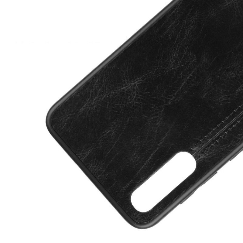 Etui Samsung Galaxy A50 Czerwony Czarny Efekt Szytej Skóry Etui Ochronne