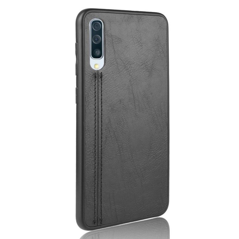 Etui Samsung Galaxy A50 Czerwony Czarny Efekt Szytej Skóry Etui Ochronne