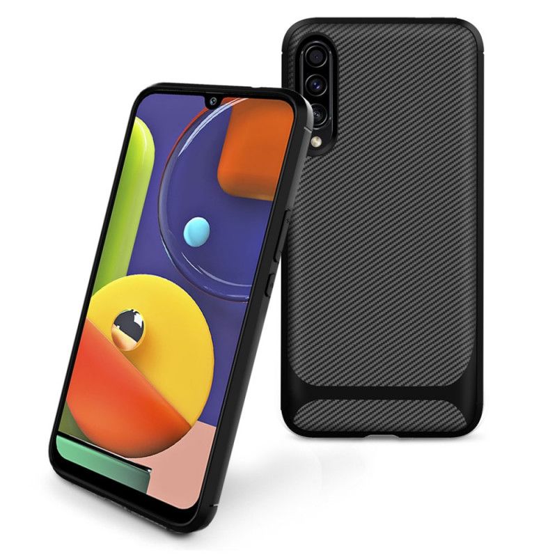 Etui Samsung Galaxy A50 Czerwony Czarny Nowoczesne Elastyczne Włókno Węglowe Etui Ochronne