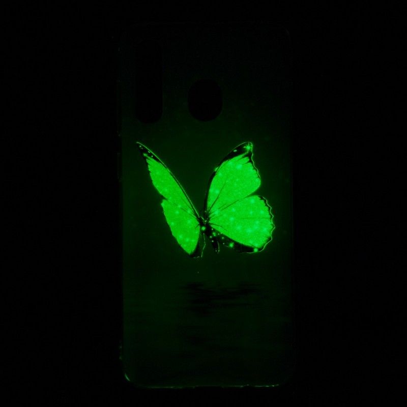 Etui Samsung Galaxy A50 Fluorescencyjny Niebieski Motyl Etui Ochronne