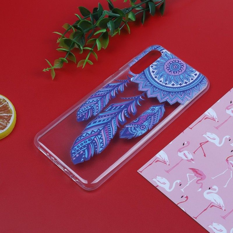 Etui Samsung Galaxy A50 Przezroczyste Niebieskie Pióra Łapacza Snów Etui Ochronne