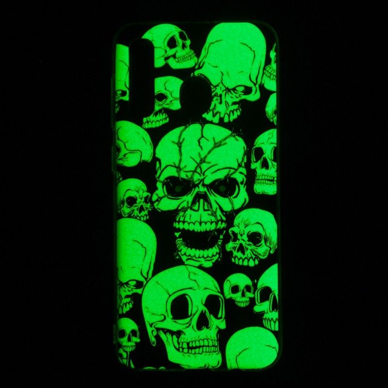 Etui Samsung Galaxy A50 Uwaga Fluorescencyjne Czaszki Etui Ochronne