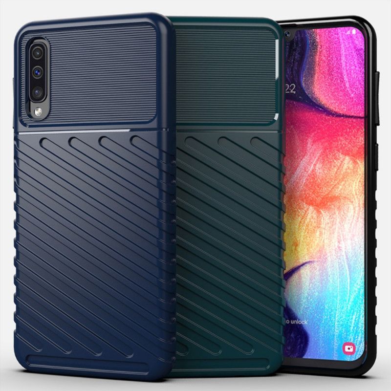 Etui Samsung Galaxy A50 Zielony Czarny Seria Grzmotów Etui Ochronne