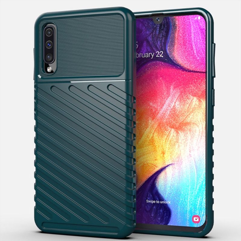 Etui Samsung Galaxy A50 Zielony Czarny Seria Grzmotów Etui Ochronne