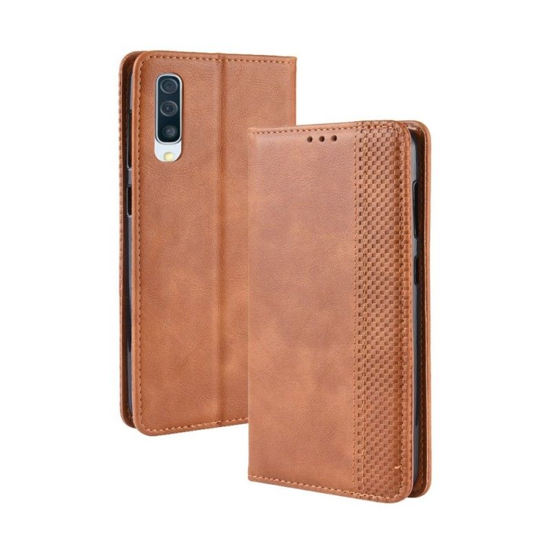 Flip Kotelot Samsung Galaxy A50 Czerwony Czarny Stylizowany Efekt Skóry W Stylu Vintage