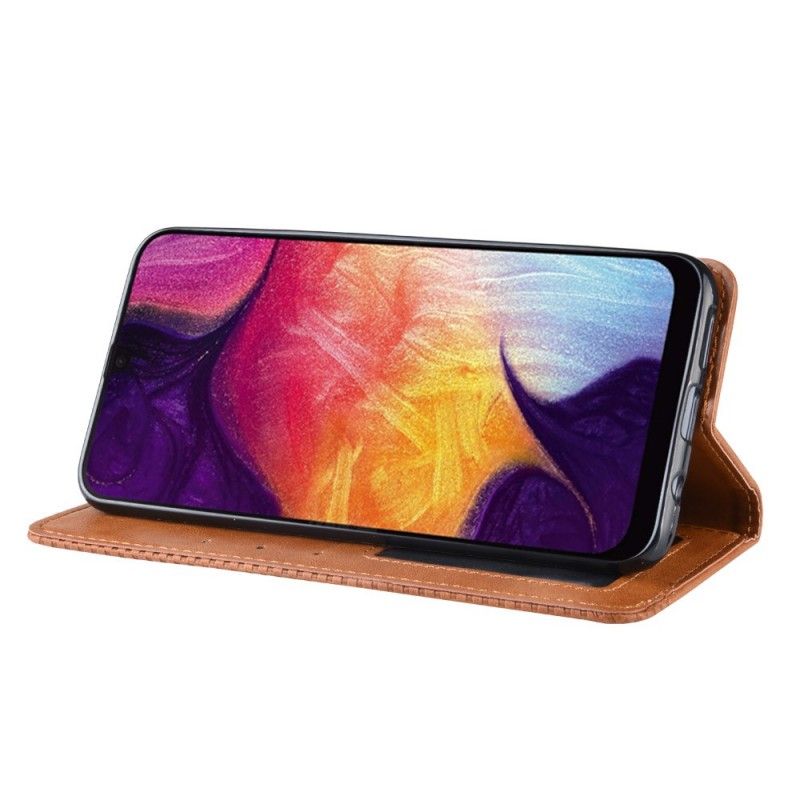 Flip Kotelot Samsung Galaxy A50 Czerwony Czarny Stylizowany Efekt Skóry W Stylu Vintage