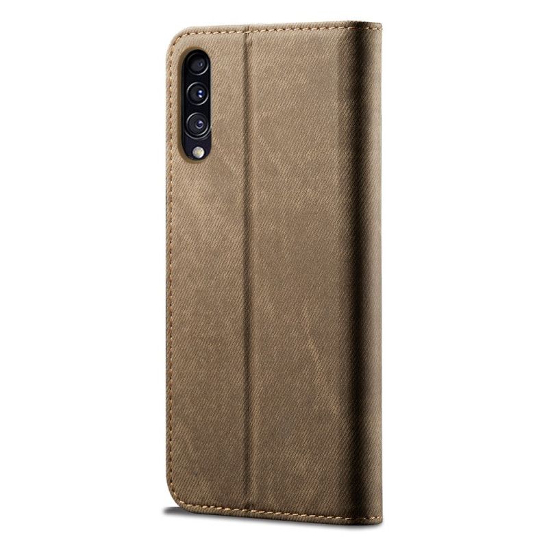 Flip Kotelot Samsung Galaxy A50 Granatowy Czarny Tkanina Dżinsowa