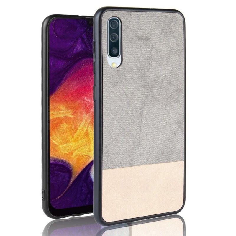 Futerały Samsung Galaxy A50 Szary Czarny Etui na Telefon Dwukolorowa Imitacja Skóry