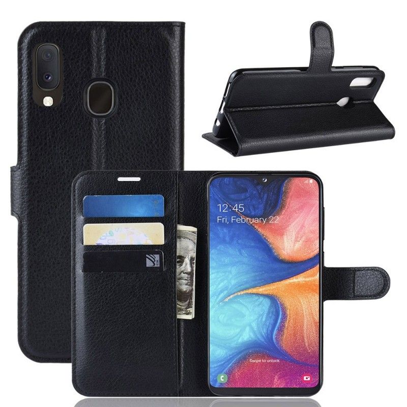 Etui Folio Samsung Galaxy A20e Biały Czarny Klasyczny