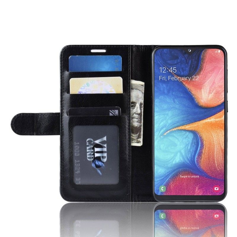 Etui Folio Samsung Galaxy A20e Biały Czarny Ultra Sztuczna Skóra