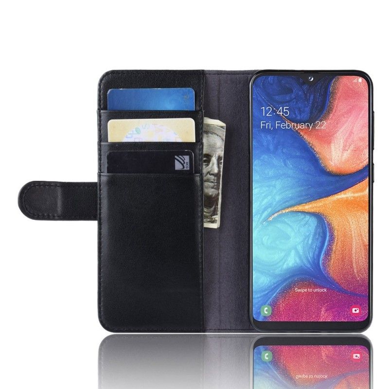 Etui Folio Samsung Galaxy A20e Brązowy Czarny Dwoina Skórzana