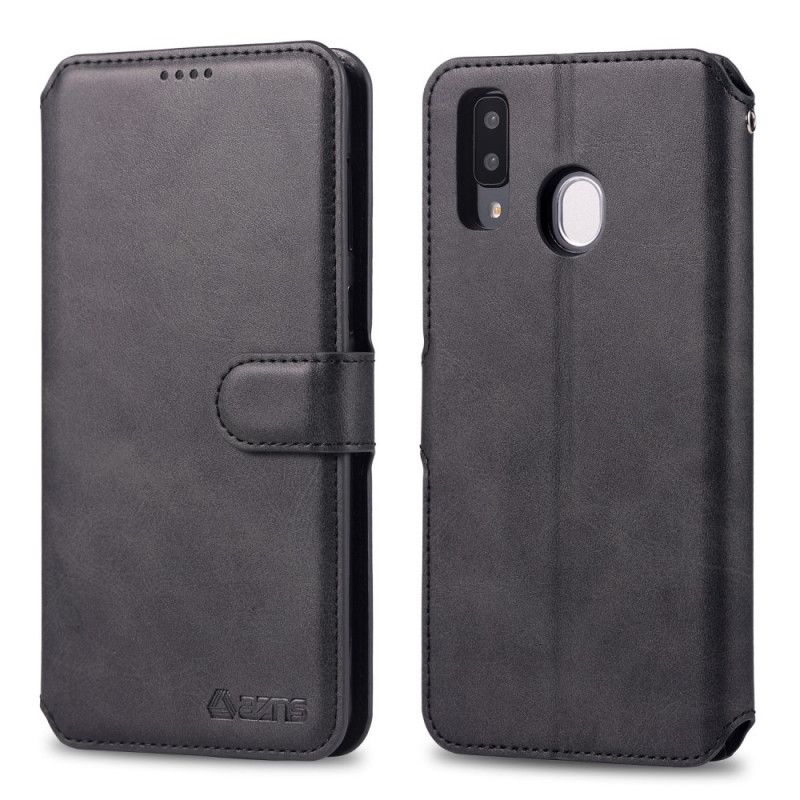 Etui Folio Samsung Galaxy A20e Czerwony Czarny Retro Azns