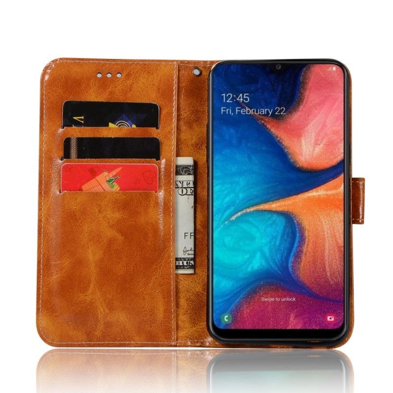 Etui Folio Samsung Galaxy A20e Czerwony Szary Efekt Skóry W Stylu Vintage Z Paskiem Etui Ochronne