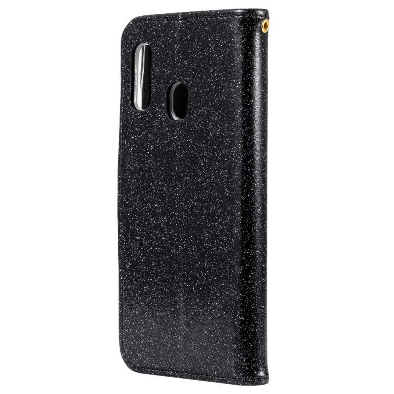 Etui Folio Samsung Galaxy A20e Jasnofioletowy Złoty Cekiny I Diamenty Etui Ochronne