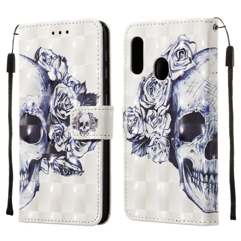 Etui Folio Samsung Galaxy A20e Kwiecista Czaszka Etui Ochronne