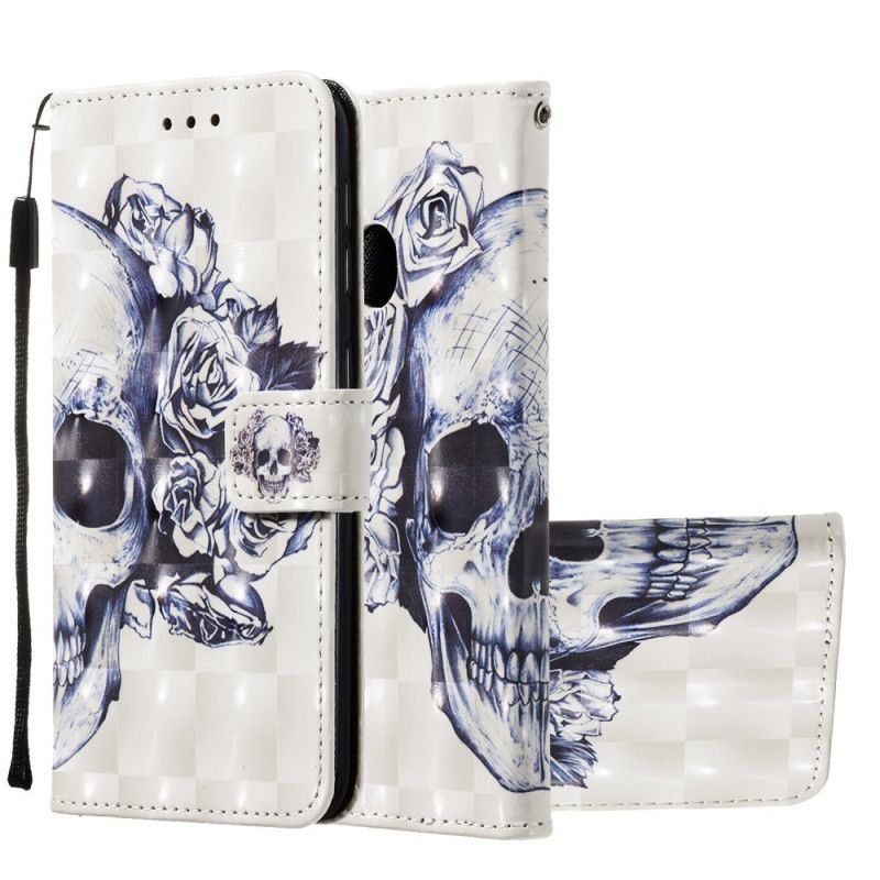 Etui Folio Samsung Galaxy A20e Kwiecista Czaszka Etui Ochronne