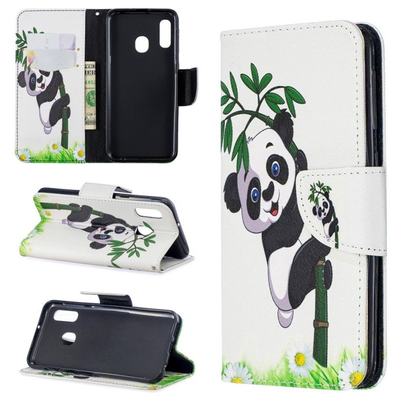 Etui Folio Samsung Galaxy A20e Panda Na Bambusie