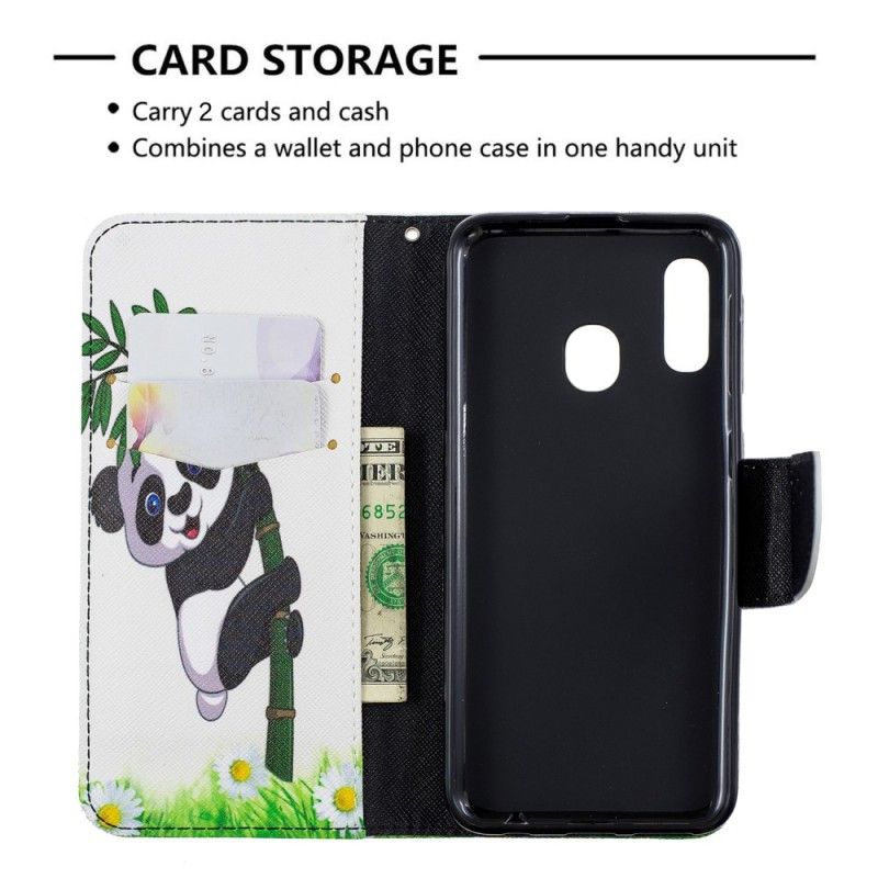 Etui Folio Samsung Galaxy A20e Panda Na Bambusie