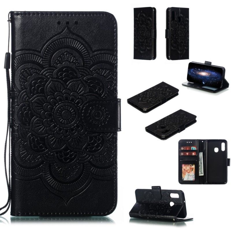 Etui Folio Samsung Galaxy A20e Szary Czarny Cała Mandala