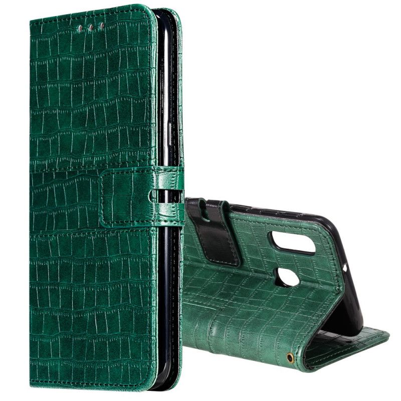 Etui Folio Samsung Galaxy A20e Szary Czarny Całkowicie Krokodyl Etui Ochronne