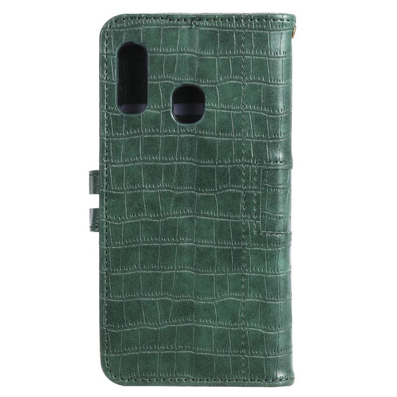 Etui Folio Samsung Galaxy A20e Szary Czarny Całkowicie Krokodyl Etui Ochronne