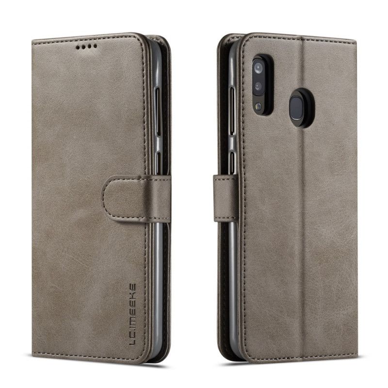 Etui Folio Samsung Galaxy A20e Szary Czarny Efekt Skóry Lcimeeke Etui Ochronne