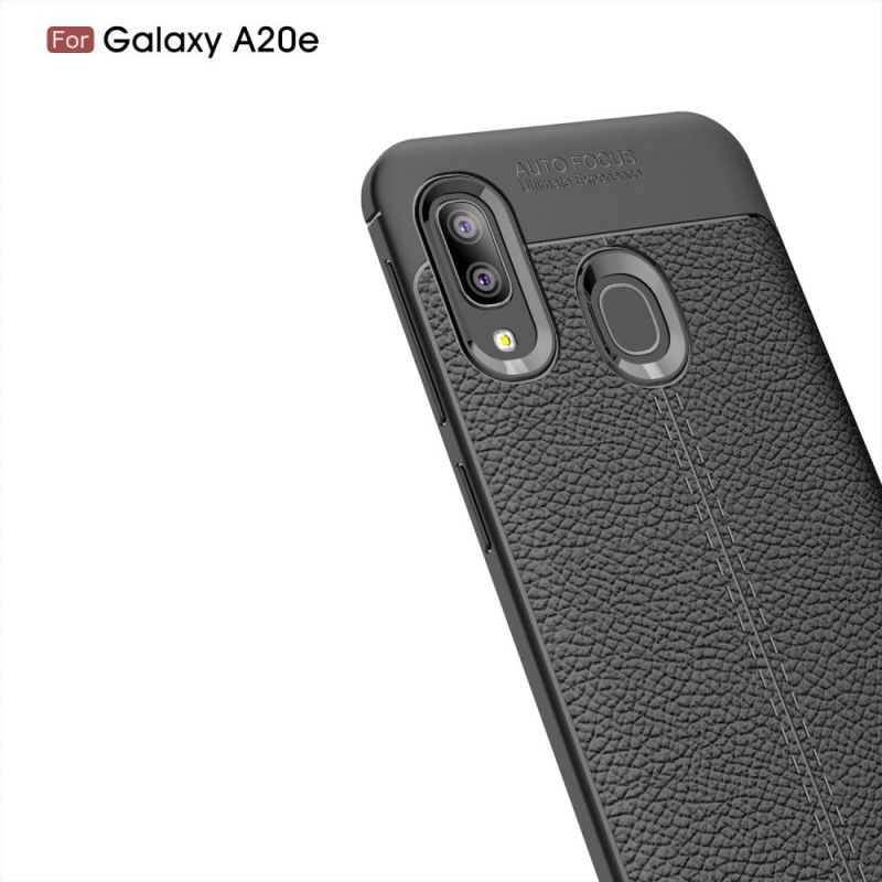 Etui Samsung Galaxy A20e Czerwony Czarny Efekt Skóry Z Podwójną Linią Liczi