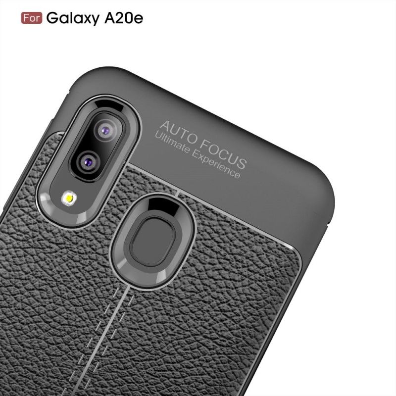 Etui Samsung Galaxy A20e Czerwony Czarny Efekt Skóry Z Podwójną Linią Liczi