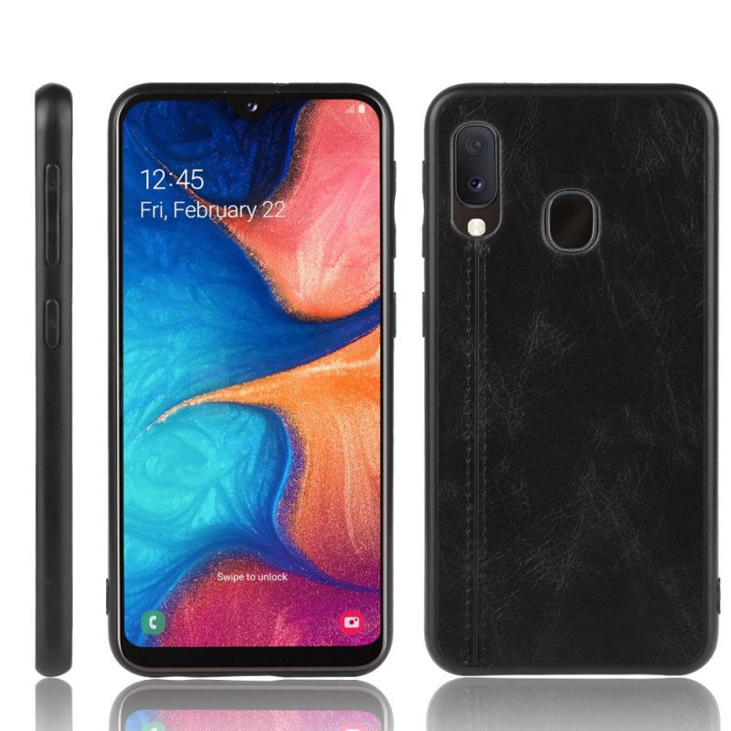 Etui Samsung Galaxy A20e Czerwony Czarny Efekt Szytej Skóry