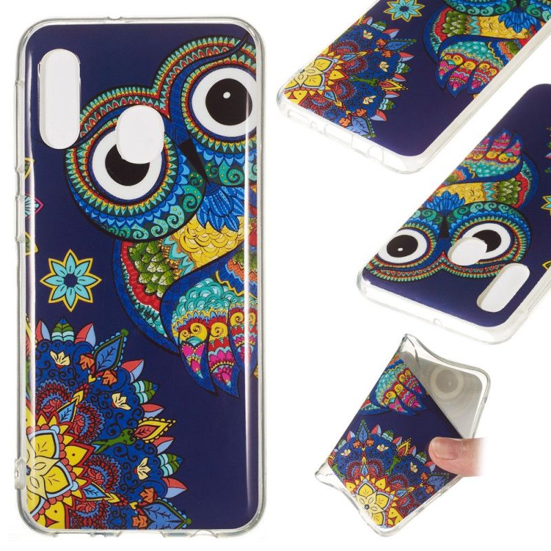 Etui Samsung Galaxy A20e Fluorescencyjna Sowa Mandala Etui Ochronne