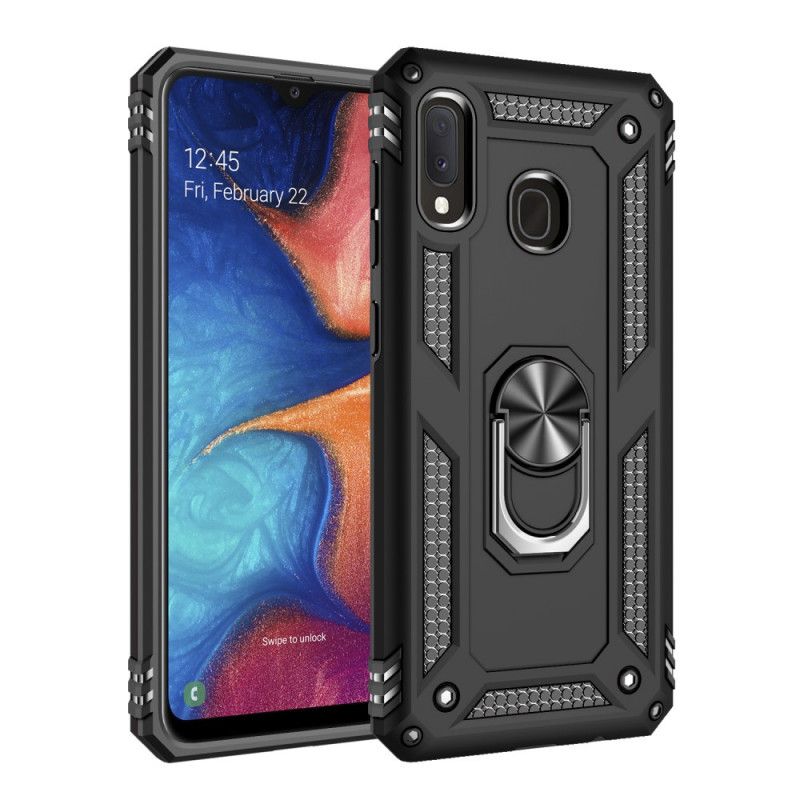 Etui Samsung Galaxy A20e Granatowy Czerwony Pierścień Premium