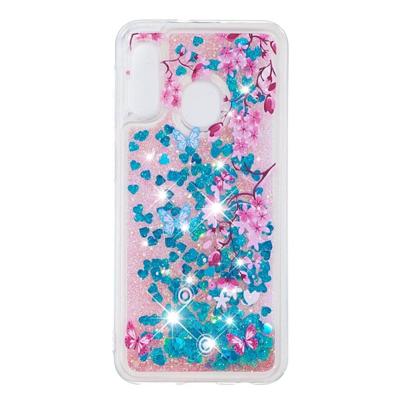 Etui Samsung Galaxy A20e Motyle I Niebieskie Kwiaty Etui Ochronne