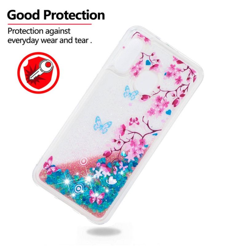 Etui Samsung Galaxy A20e Motyle I Niebieskie Kwiaty Etui Ochronne