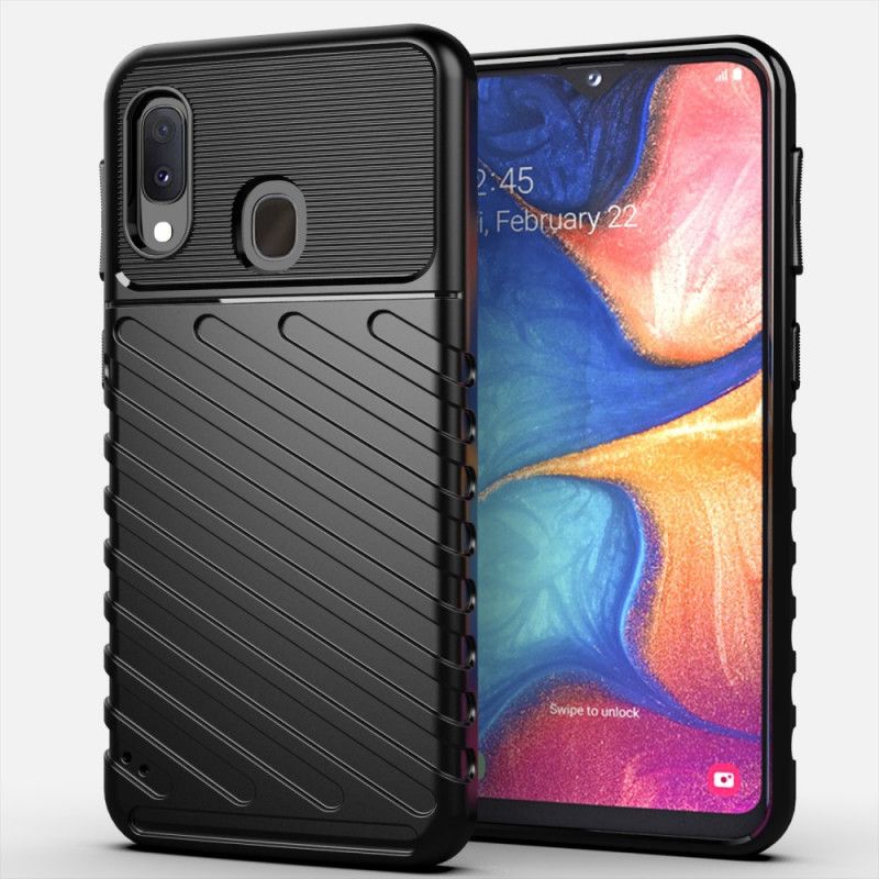 Etui Samsung Galaxy A20e Zielony Czarny Seria Grzmotów Etui Ochronne