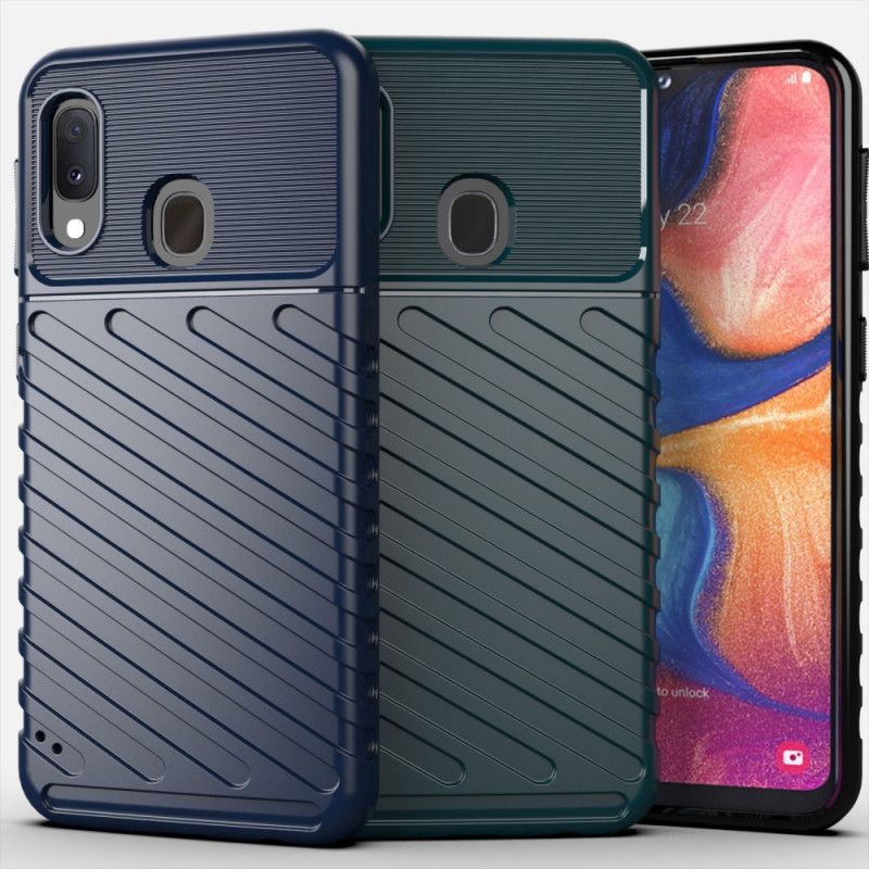 Etui Samsung Galaxy A20e Zielony Czarny Seria Grzmotów Etui Ochronne