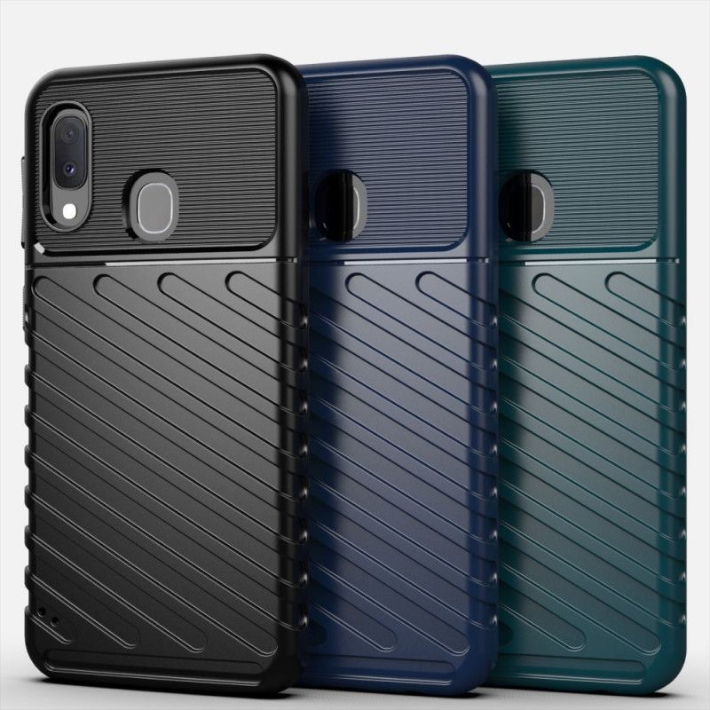 Etui Samsung Galaxy A20e Zielony Czarny Seria Grzmotów Etui Ochronne