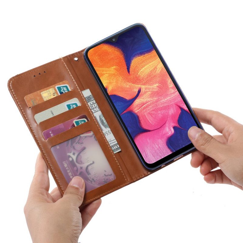 Flip Kotelot Samsung Galaxy A20e Czerwony Czarny Etui Na Karty Ze Sztucznej Skóry Etui Ochronne