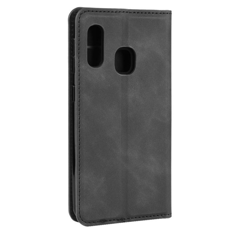 Flip Kotelot Samsung Galaxy A20e Szary Czarny Elegancki Efekt Skóry