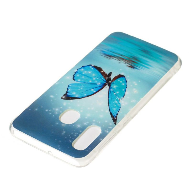 Futerały Samsung Galaxy A20e Etui na Telefon Fluorescencyjny Niebieski Motyl