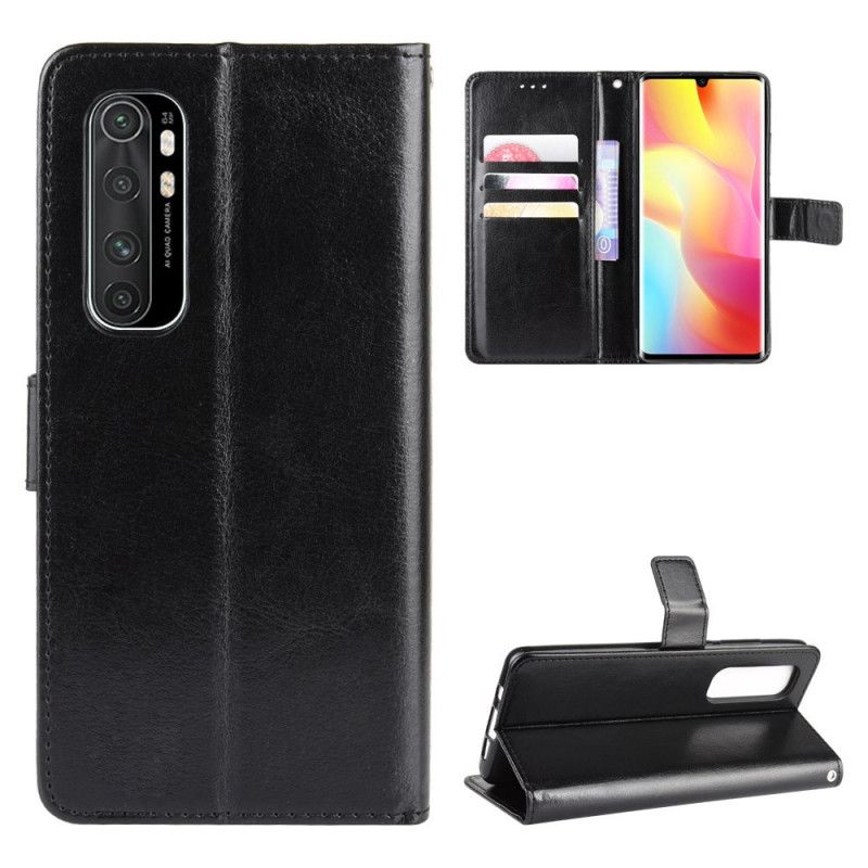 Etui Folio Xiaomi Mi Note 10 Lite Czerwony Czarny Efektowna Sztuczna Skóra