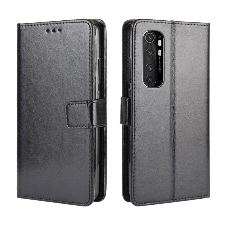 Etui Folio Xiaomi Mi Note 10 Lite Czerwony Czarny Efektowna Sztuczna Skóra