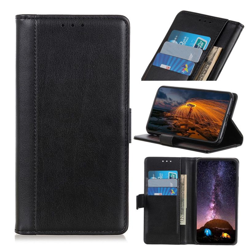 Etui Folio Xiaomi Mi Note 10 Lite Czerwony Czarny Wersja Z Dwoiny Skóry