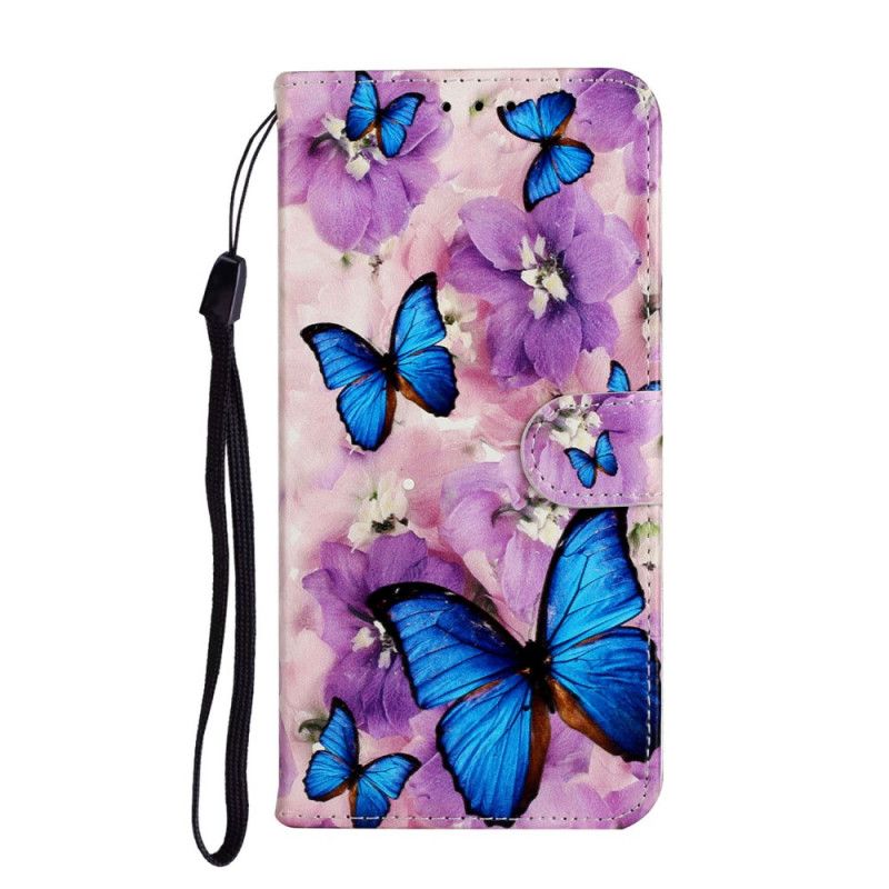 Etui Folio Xiaomi Mi Note 10 Lite Niebieskie Motyle W Kwiatach