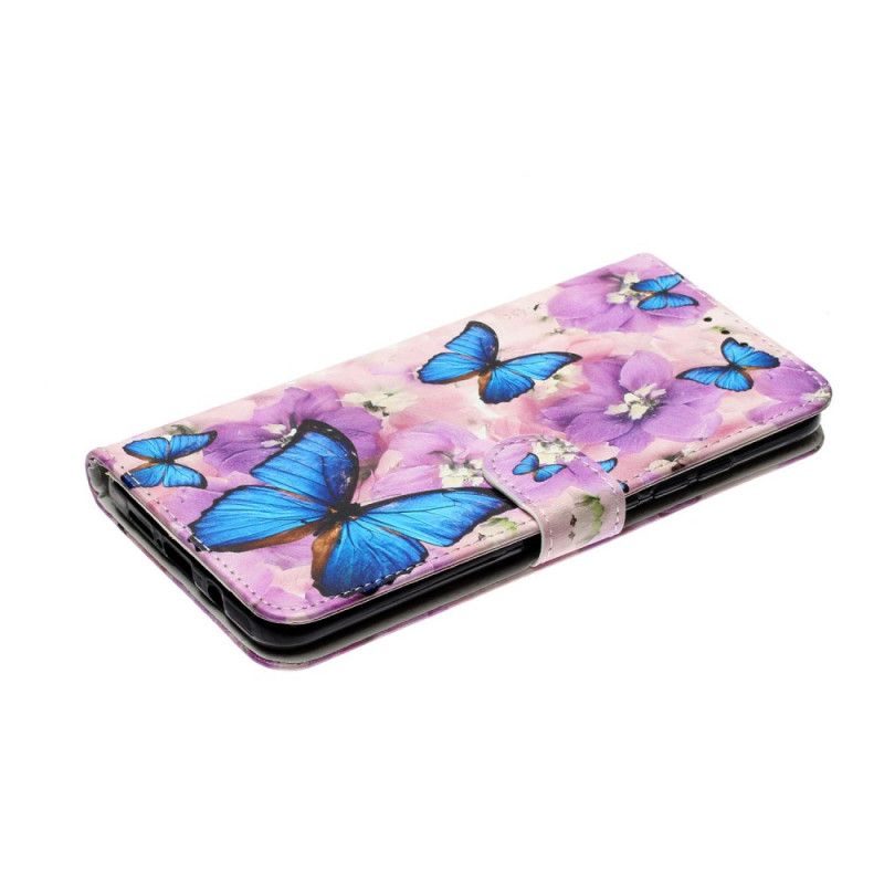 Etui Folio Xiaomi Mi Note 10 Lite Niebieskie Motyle W Kwiatach